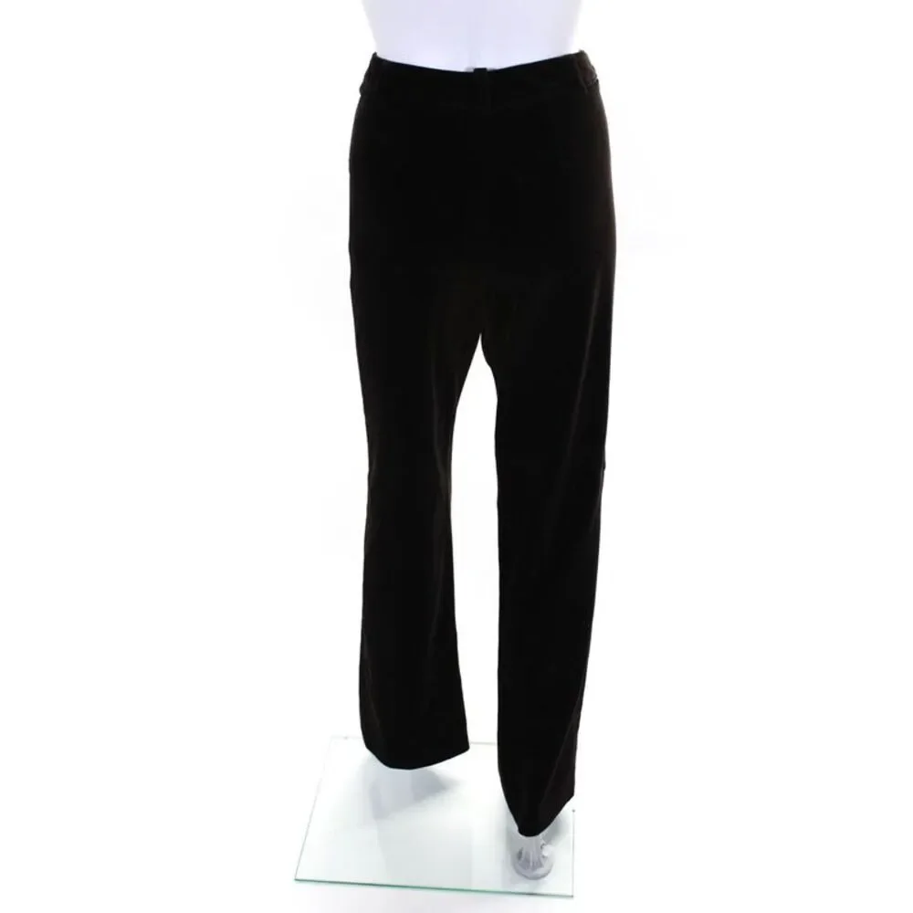 Valentino Womens Mid Rise Straight Leg Velvet Dress Pants Dark Brown Size 8_3